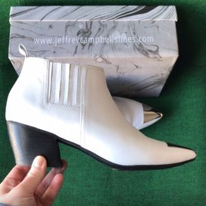 Jeffrey Campbell White Leather Booties